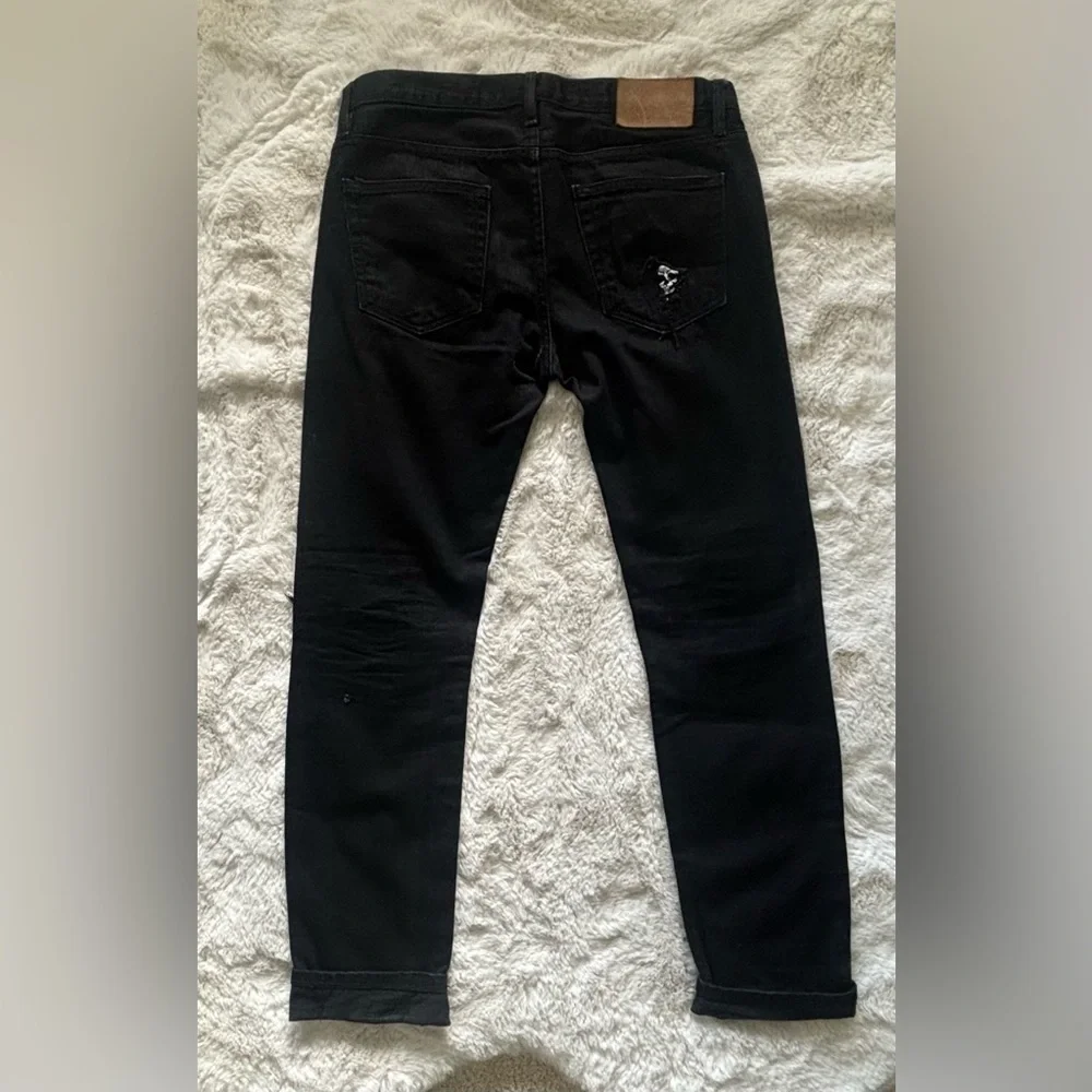 RPM WEST CUSTOM DISTRESSED BLACK SKULL SLIM STRAIGHT DENIM JEANS SIZE 30 - Picture 2 of 6